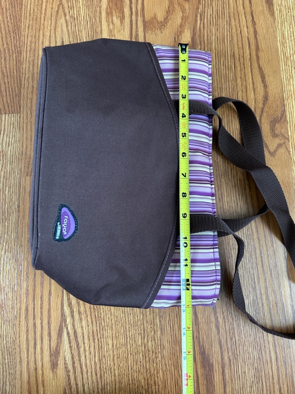 Raya by Thermos Clean Zipper Insulated Solid Brown w/Purple Stripes Lunch Tote - Picture 12 of 14